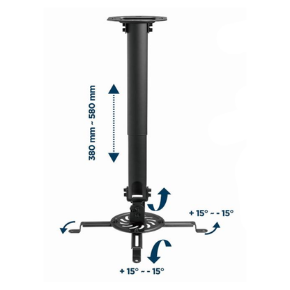 Universele Beamer Plafondbeugel – In Hoogte Verstelbaar (38-58cm) – Full Motion Kantelbaar & Draaibaar – Max. 13kg