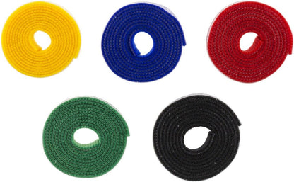 DELTACO CM01, Kabelbinder set, klittenband in verschillende kleuren 5-pak