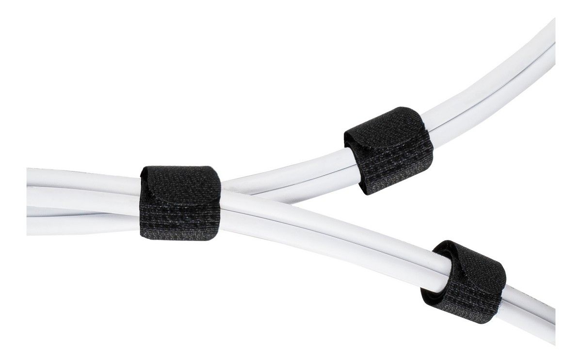 DELTACO CM03S, Kabelbinder set, klittenband, zwart 10-pak