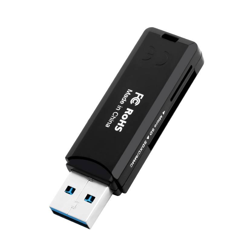 NÖRDIC CRD-011 Kaartlezer 2in1 USB3.0 - SD/MMC - MicroSD/TF - 2TB - 5Gbps - UHS-I - Zwart