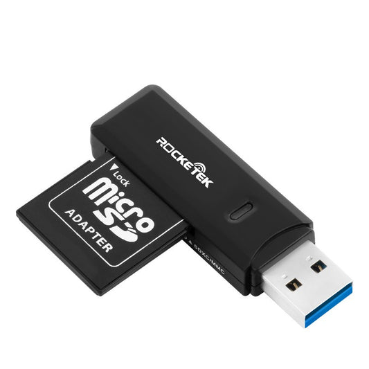 NÖRDIC CRD-011 Kaartlezer 2in1 USB3.0 - SD/MMC - MicroSD/TF - 2TB - 5Gbps - UHS-I - Zwart