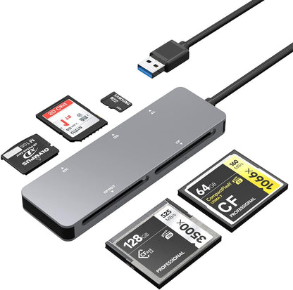 NÖRDIC CRD-014 Kaartlezer 5in1 USB3.0 - CFast/CF/SD/XD/TF/MMC - 5Gbps - Space Gray