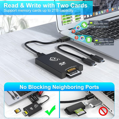 NÖRDIC CRD-018 Card Reader 2in1 - USB-C, USB-A - Cfexpress - SD 4.0 Type B - 10Gbps - UHS-II - 2TB