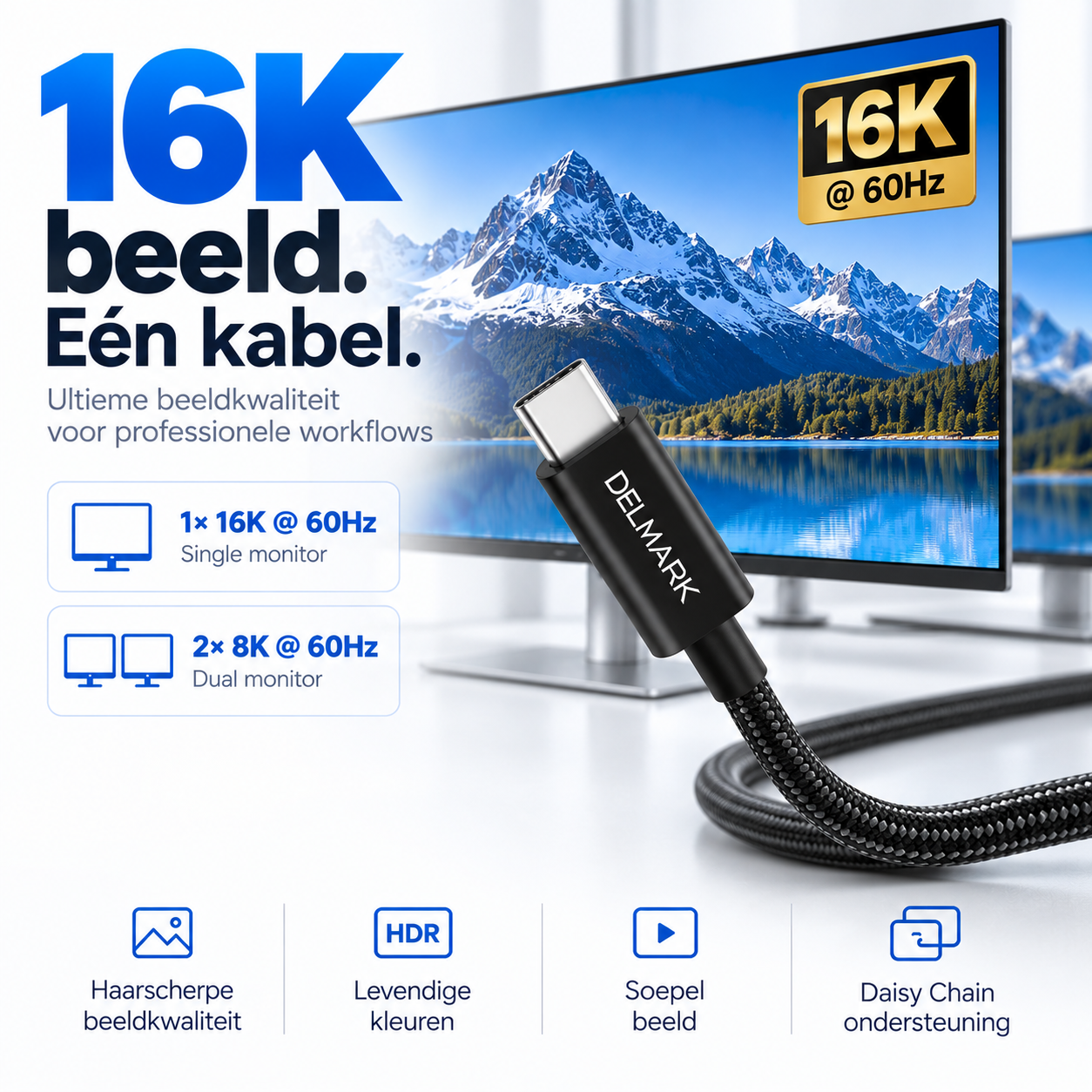 Delmark Thunderbolt 5 Kabel - 16K@60Hz - 80Gbps - 240W