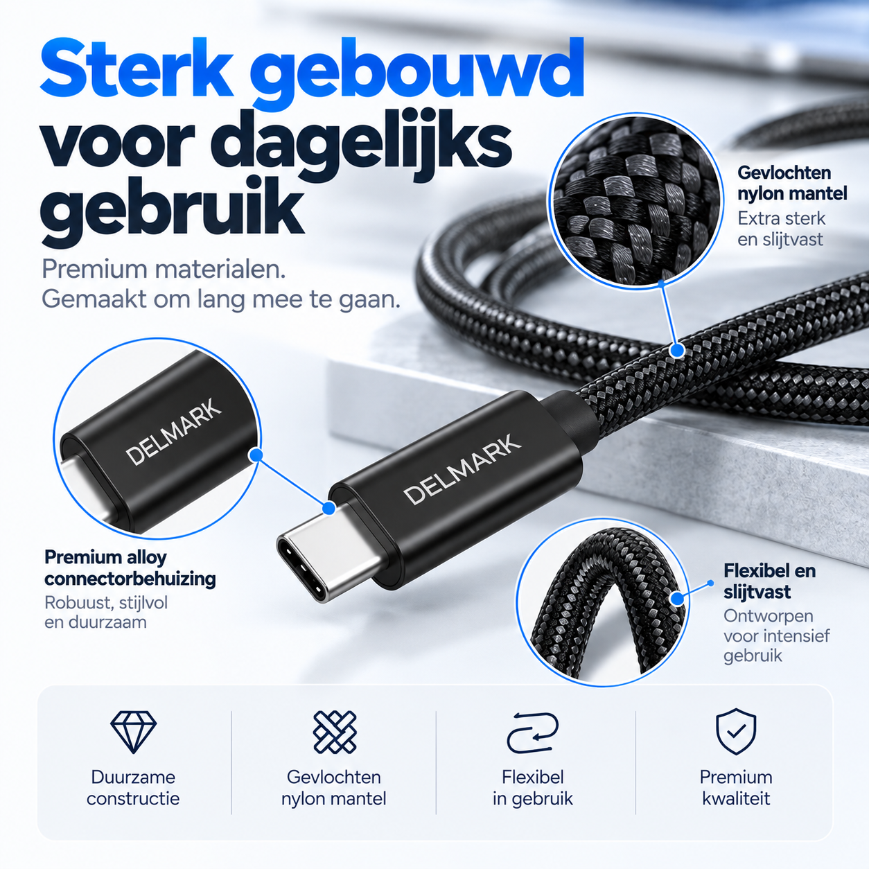 Delmark Thunderbolt 5 Kabel - 16K@60Hz - 80Gbps - 240W