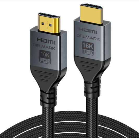 Delmark HDMI 2.2 Kabel - 16K @ 60Hz - 96 Gbps Ultra High Speed - 4K @ 480Hz VRR - Dolby Atmos & eARC - Gevlochten Nylon & Vergulde Connectoren