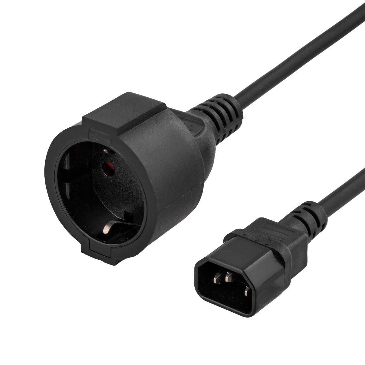 DELTACO DEL-109P-100 Geaarde verlengkabel voor verbinding tussen apparaat en stopcontact - 1m - Zwart