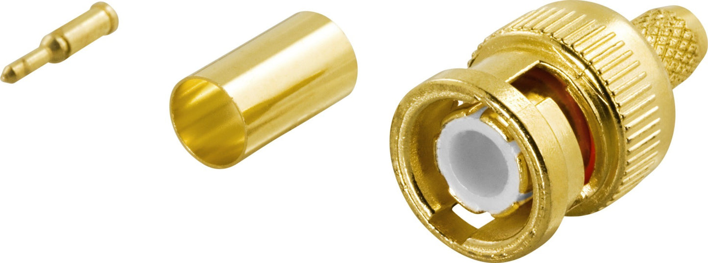 DELTACO DEL-668, crimp connector for coaxial cable, BNC, RG59/U, gold-plated contacts