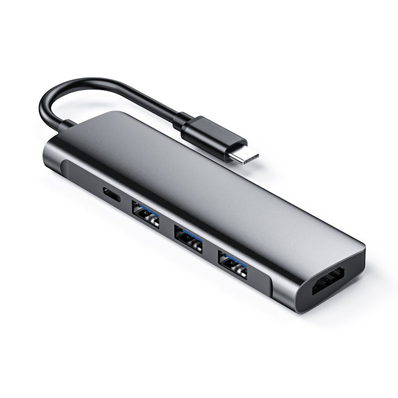 NÖRDIC DOCK-100 USB-C Dockingstation naar HDMI 4K 30Hz, USB-C 60W PD, 3x USB 3.1, Space Grey