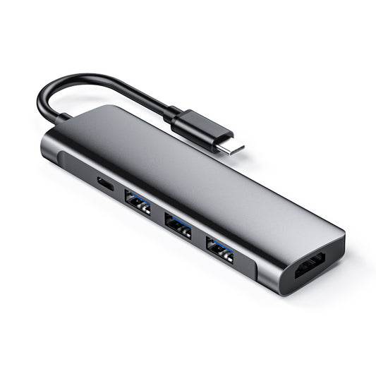 NÖRDIC DOCK-100 USB-C Dockingstation naar HDMI 4K 30Hz, USB-C 60W PD, 3x USB 3.1, Space Grey