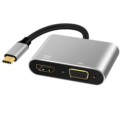NÖRDIC DOCK-102 Dockingstation USB-C naar HDMI 4K, VGA 1080P, Space Grey