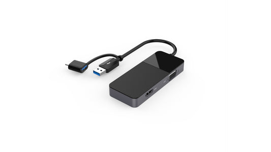 NÖRDIC DOCK-132 Dockingstation USB-C naar HDMI 4K, VGA - Voor MacBook M1 - MST-functies en spiegel - Zwart