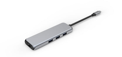 NÖRDIC DOCK-141 Docking station USB-C to HDMI 4K - 1x USB-C, 3x USB A, 1x SD MicroSD - Space Gray