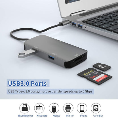 NÖRDIC DOCK-142 USB-C 3.0 Adapter - SD / TF, CF card reader, 2xUSB3.0 - 5Gbps - Space Gray