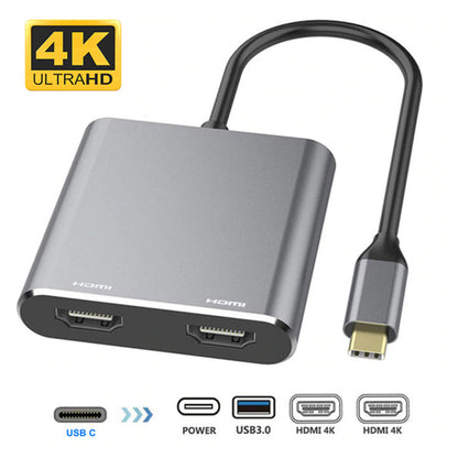 NÖRDIC DOCK-145 USB-C naar HDMI dockingstation - 4K30Hz - USB-C 60W PD - USB 3.1 - 5Gbps - Space Gray