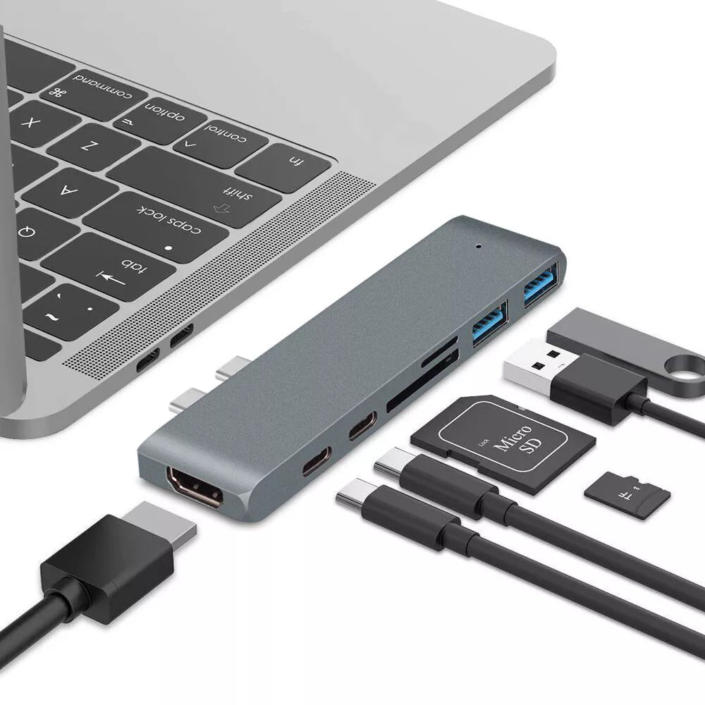 NÖRDIC DOCK-159 Dual monitor Docking station for Macbook Pro/Air - HDMI 4K30Hz - Thunderbolt 3 USB-C 5K60Hz - 100W PD - 2x USB-A 5Gb/s - SD - Gray