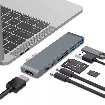 NÖRDIC DOCK-159 Dual monitor Docking station for Macbook Pro/Air - HDMI 4K30Hz - Thunderbolt 3 USB-C 5K60Hz - 100W PD - 2x USB-A 5Gb/s - SD - Gray