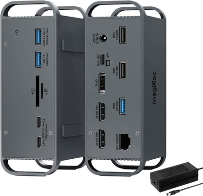 NÖRDIC DOCK-168 USB-C dockingstation - 2xHDMI, 1xDP 4K60Hz, 7xUSB, 1xUSB-C PD65W, 1xRJ45 1xSD, 1xMicro SD -Thunderbolt 3/4
