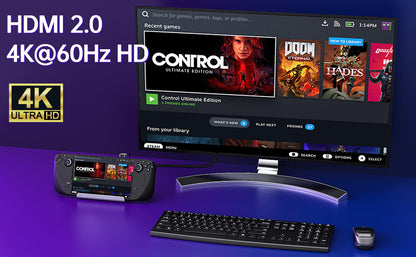 NÖRDIC DOCK-190 Steam Deck Docking station - 1xHDMI 2.0 4K60Hz, 1xM.2 SSD, 1xUSB-C PD 100W, 2xUSB-A 3.1, 1xUSB-A 2.0, 1xRJ45