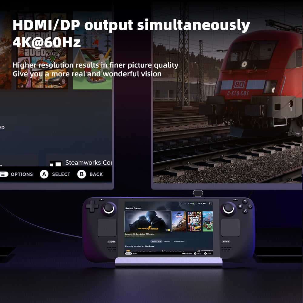 NÖRDIC DOCK-194 Steam Deck Docking station - 1xHDMI 4K60Hz, 1xDP 4K60Hz, 1xRJ45, 1xUSB-C, 3xUSB-A, 1x USB-C PD