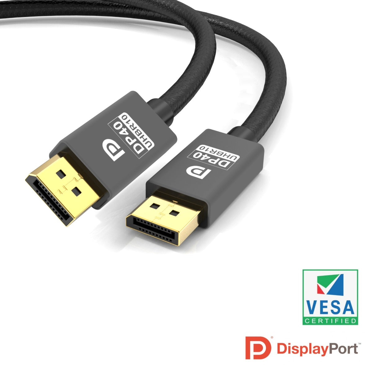 NÖRDIC DP-505 Gecertificeerde Displayport 2.1 kabel  - VESA gecertificeerd  - 40Gbps  - 8K60H  - DP40 UHBR10 - 50cm - Zwart