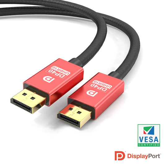 NÖRDIC DP-516 Certified Displayport 2.1 cable - VESA certified - 40Gbps - 8K60H - DP40 UHBR10 - 1.5m - Red