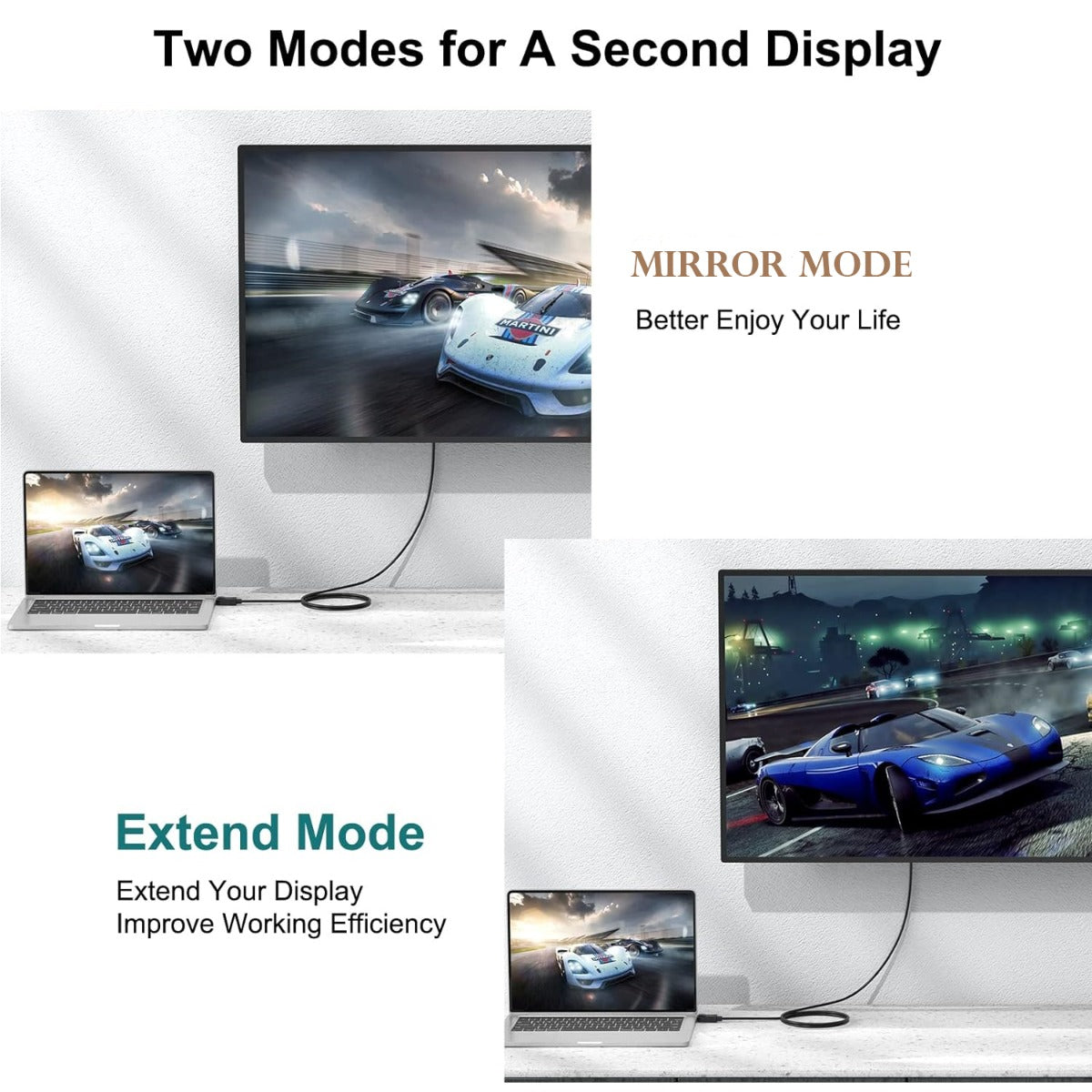 NÖRDIC DP-5100 DisplayPort Cable 2.1 - DP40 - UHBR10 - 40Gbps - 8K60Hz, 4K144Hz - 10m