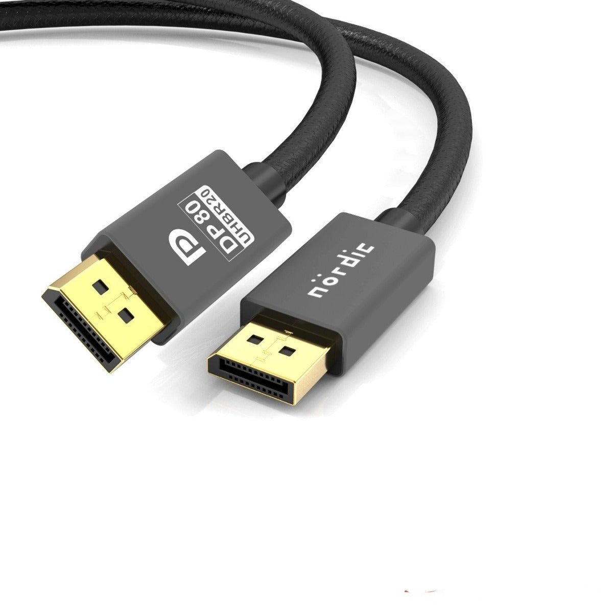 NÖRDIC DP-615 Displayport 2.1 Cable - VESA certified - UHBR20 - 80Gbps - 16K60Hz - HDR - HDCP2.2 - 1.5m