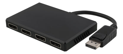 DELTACO DP-912, DisplayPort naar 4x DisplayPort MST hub, 3840x2160 in 60Hz, zwart