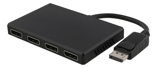 DELTACO DP-912, DisplayPort naar 4x DisplayPort MST hub, 3840x2160 in 60Hz, zwart