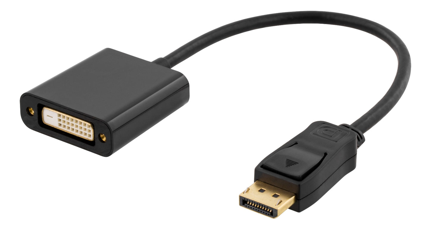 DELTACO DP-DVI14, DisplayPort naar DVI-D Dual Link-adapter, 4,96 Gb/s, Zwart