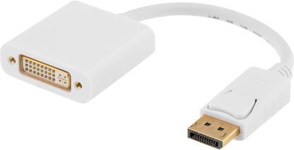 DELTACO DP-DVI17-K - DisplayPort naar DVI-D Single Link-adapter, 10,8 Gb/s - wit
