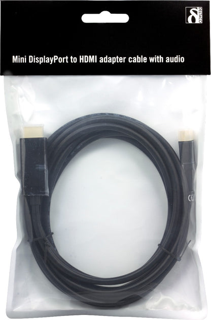 DELTACO DP-HDMI204, Mini DisplayPort to HDMI cable, Full HD in 60Hz, 2m, Black