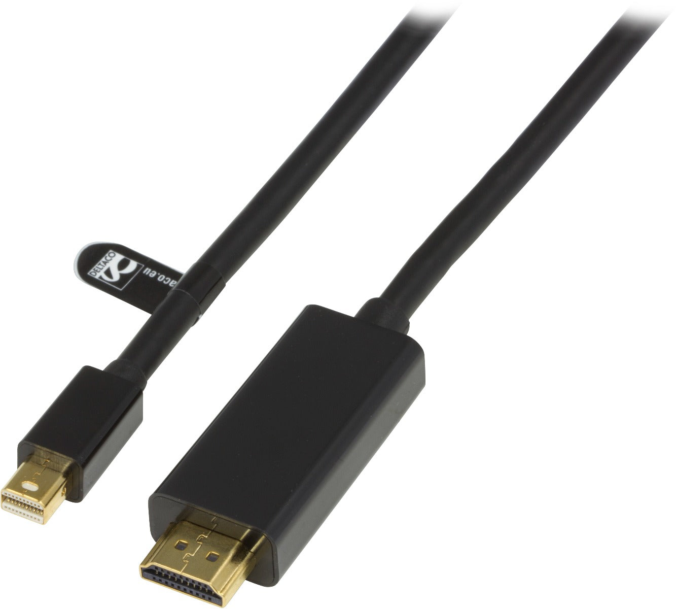 DELTACO DP-HDMI204, Mini DisplayPort to HDMI cable, Full HD in 60Hz, 2m, Black