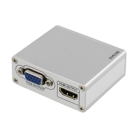DELTACO DP-MULTI3 Thunderbolt auf HDMI/DVI/VGA-Adapter, 1080P, Aluminium, grau