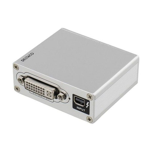 DELTACO DP-MULTI3 Thunderbolt auf HDMI/DVI/VGA-Adapter, 1080P, Aluminium, grau