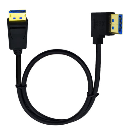 NÖRDIC DPDP-N2021 Displayport naar Displayport 1.4 kabel - Haakse connector - 8K60Hz - 32,4Gbps - 2m - Zwart