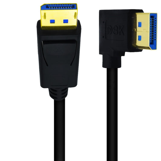 NÖRDIC DPDP-N2011 Displayport naar Displayport 1.4 kabel - Haakse connector - 8K60Hz - 32,4Gbps - 1m - Zwart