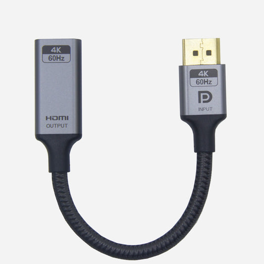 NÖRDIC DPHM-104 Displayport naar HDMI kabel - 4K60Hz - 18Gbps - Dynamische HDR - 20cm - Zwart/Grijs