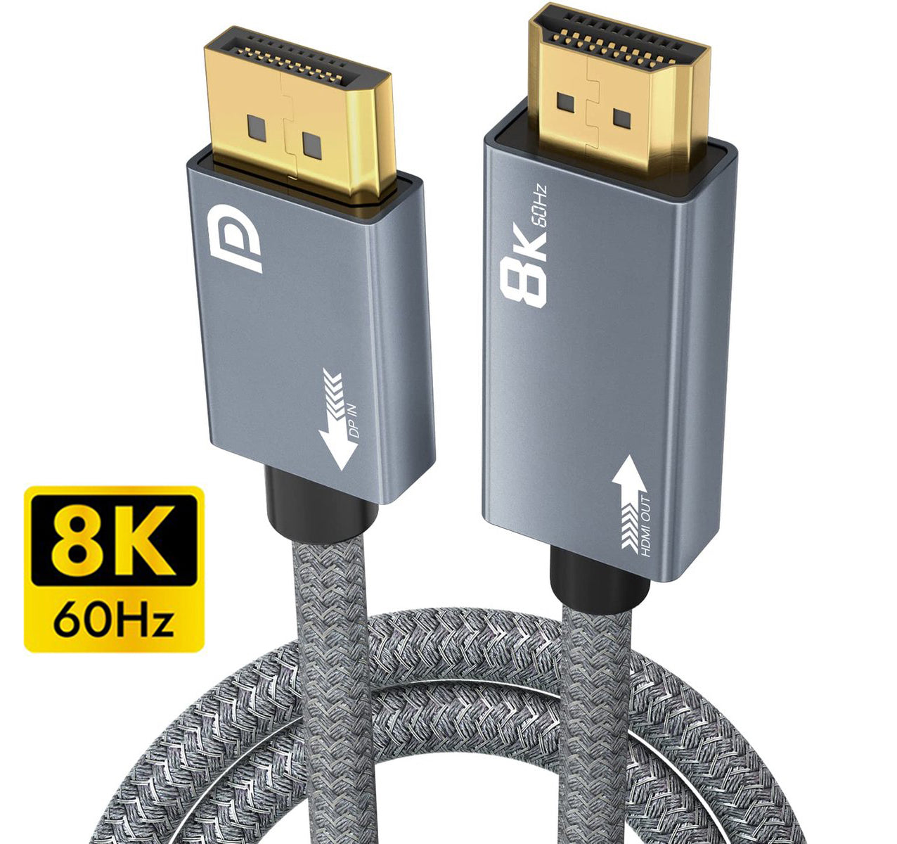 NÖRDIC DPHM-300 - 3m Displayport naar HDMI 2.1 - 8K60Hz 4K120/144Hz - Dynamic HDR - 32.4Gbps - Dolby ATMOS