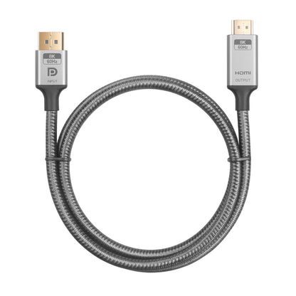 NÖRDIC DPHM-215 Displayport 1.4 naar HDMI 2.1 - 8K60Hz - 4K120/144Hz - 32.4Gbps - 1,5 m - Grijs