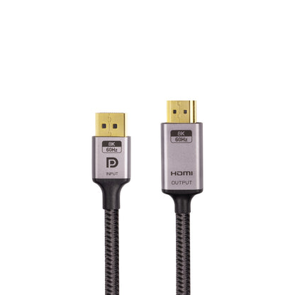 NÖRDIC DPHM-206 Displayport 1.4 to HDMI 2.1 - 8K60Hz - 4K120/144Hz - 32.4Gbps - 50cm - Gray