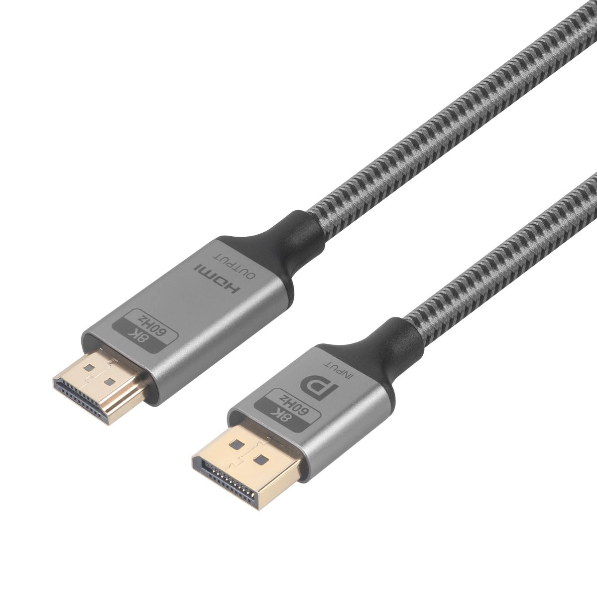 NÖRDIC DPHM-210 Displayport 1.4 to HDMI 2.1 - 8K60Hz - 4K120/144Hz - 32.4Gbps - 1 m - Gray