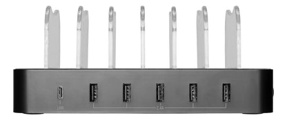 DELTACO DPS-0200 USB-oplaadstation voor 6 apparaten - 5 USB-A, 1 USB-C PD - 50W Zwart