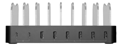 DELTACO DPS-0201 USB-oplaadstation voor 8 apparaten - 6 USB-A, 2 USB-C PD - 75W - Zwart