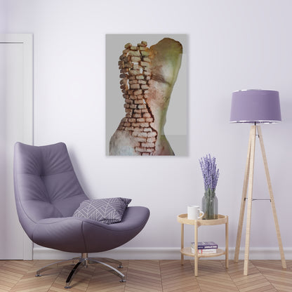 Canvas painting EC-SC01B - Acrylic print - Sculpture on Canvas - Woman body - Wall decoration - Orange