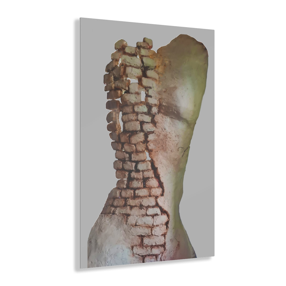 Canvas painting EC-SC01B - Acrylic print - Sculpture on Canvas - Woman body - Wall decoration - Orange