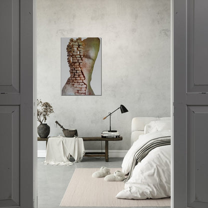Canvas painting EC-SC01B - Acrylic print - Sculpture on Canvas - Woman body - Wall decoration - Orange