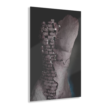 Canvas schilderij - Acryl print - Sculptuur op Canvas - Vrouwenlichaam - Wanddecoratie - Paars