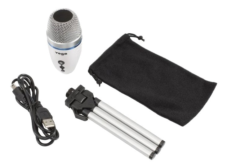 Yoga EM-310U USB statief Microfoon, 50Hz - 18 kHz, 5/8 "statiefbevestiging, 3,5 mm-uitgangsconnector, wit